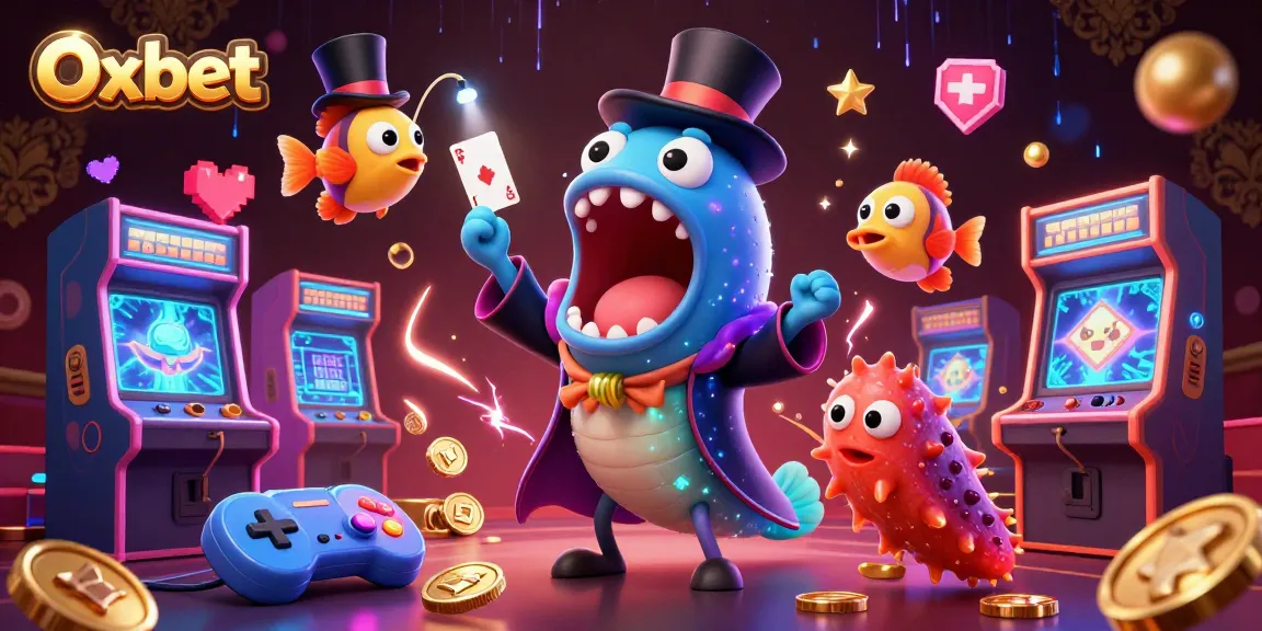 Experience magical winnings with Oxbet as the bioluminescent eel performs tricks in a vibrant, casino-inspired scene.