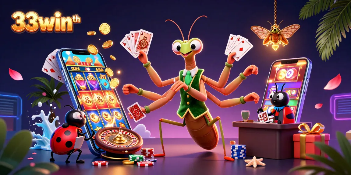 Engage in thrilling gameplay at 33winth, featuring a dynamic casino scene with vibrant game elements.