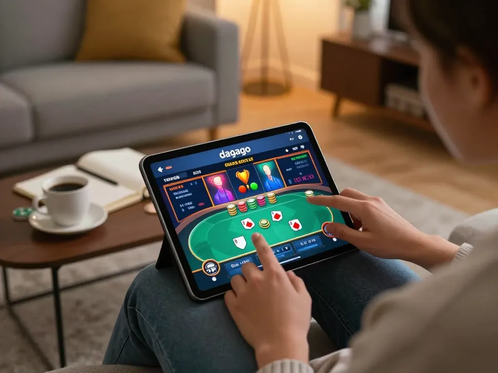 Engaging gameplay on dagago app in a modern home setting, showcasing dynamic betting strategies.