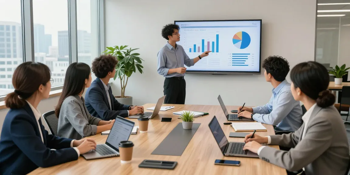 Dynamic meeting scene showcasing a professional team discussing it support for businesses in a modern office environment.