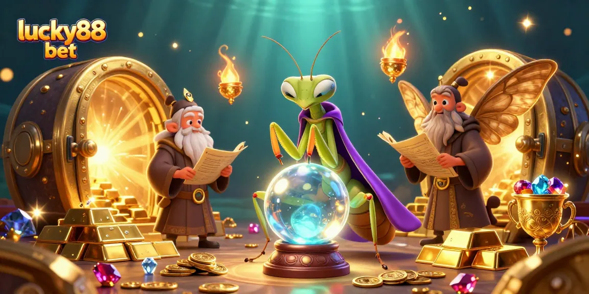 Experience the excitement of lucky88 bet with vibrant casino elements surrounding mystical characters.