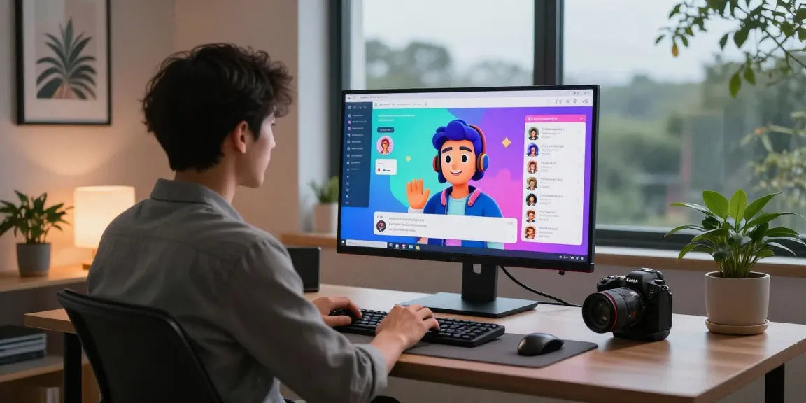 Engaging user on crushon ia platform in a contemporary home office setting.