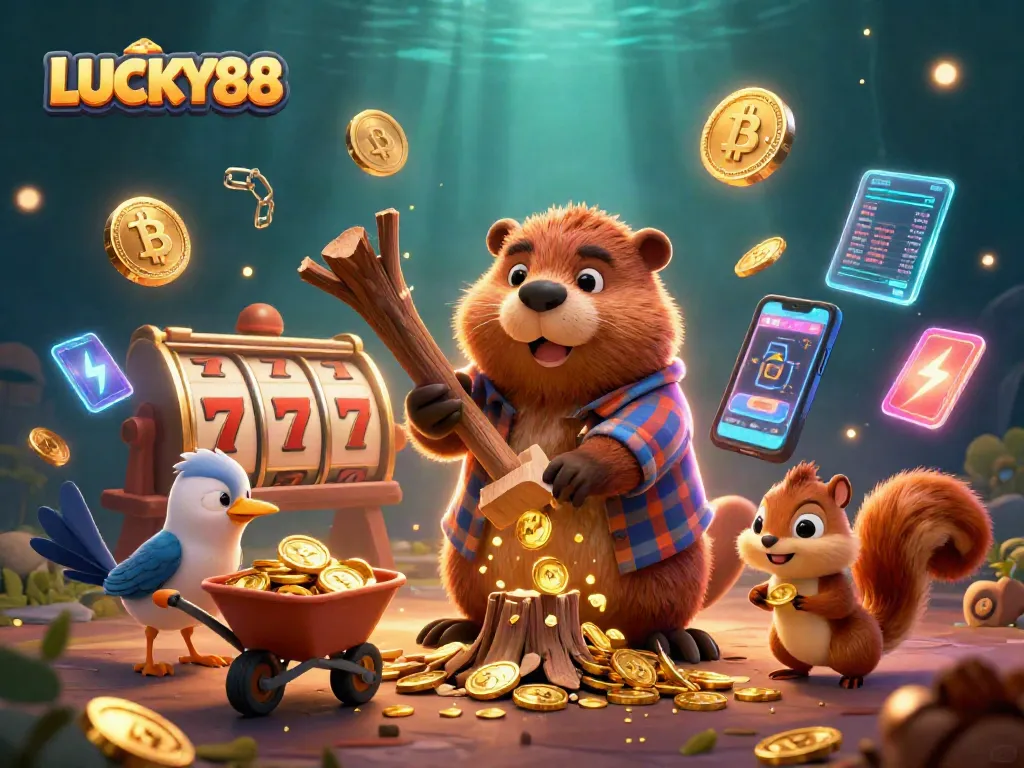 Engage with the LUCKY88 slot experience featuring dynamic characters and vibrant casino elements.