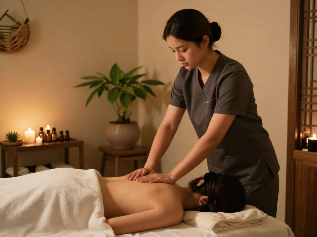 Relaxing 서대문출장안마 therapy session in a serene spa